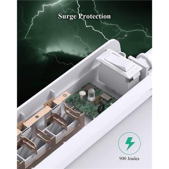 2 Pack Power Strip - 12FT Long Extension Cord with 6 Outlets and 2 USB - Picture 5 of 6